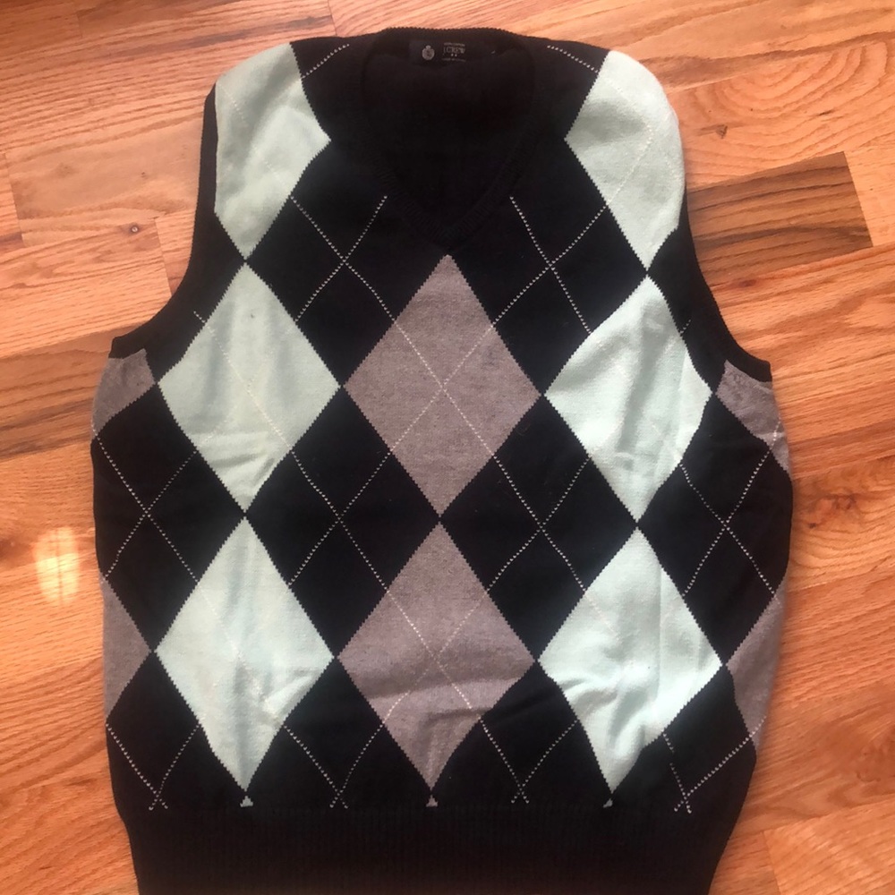 π SOLD J. Crew Menβs Argyle Vest - Size Large - Picture 1 of 4